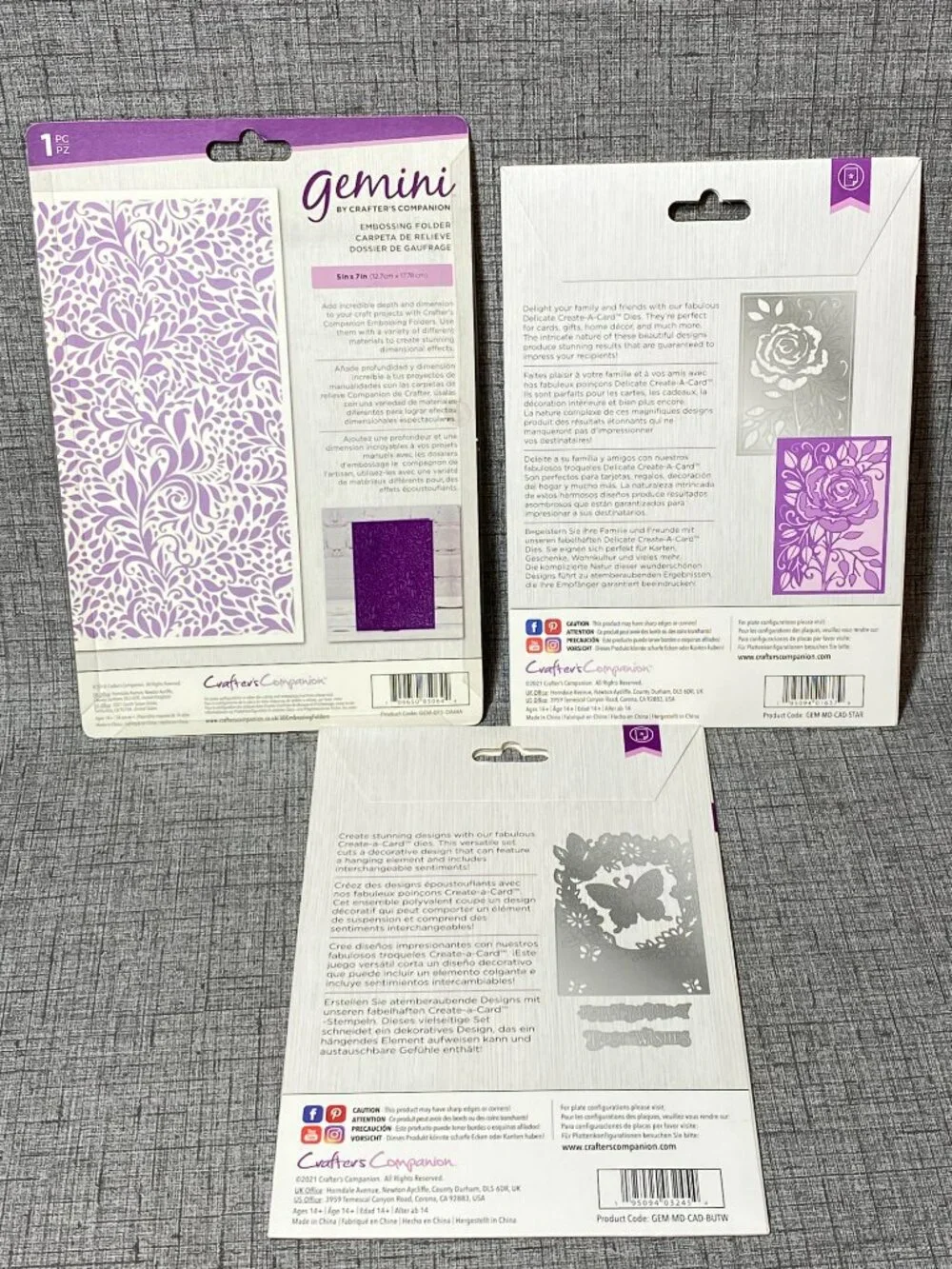 NEW Crafters Companion 3pc Lot Butterfly Wishes Statement Rose & Emboss Folder